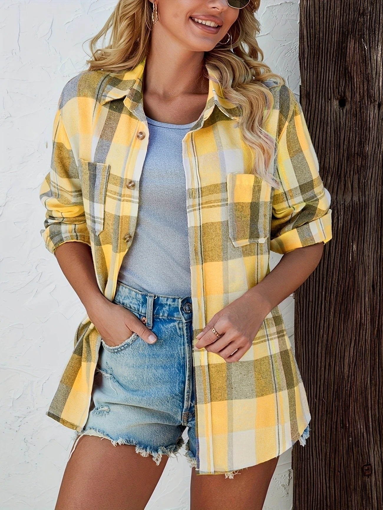 Mencía | Camisa de Cuadros de Manga Larga Mujer Oversized