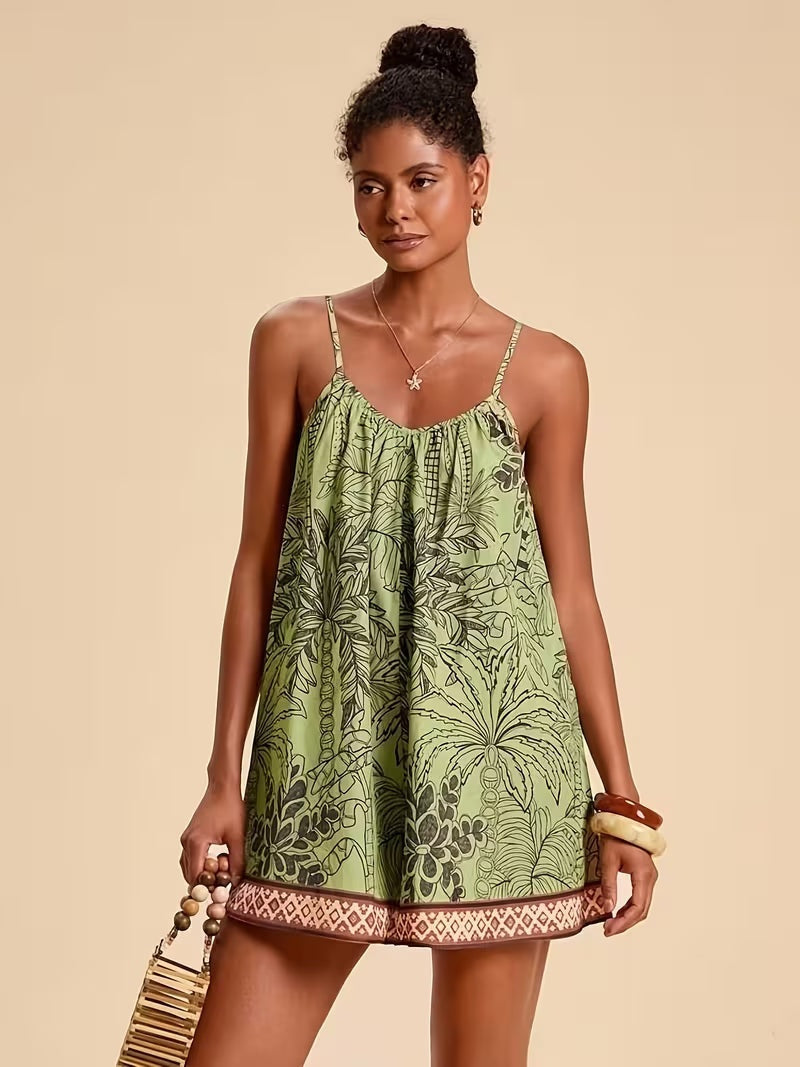 Lidia | Mono Corto Estampado Tropical Mujer Tirantes