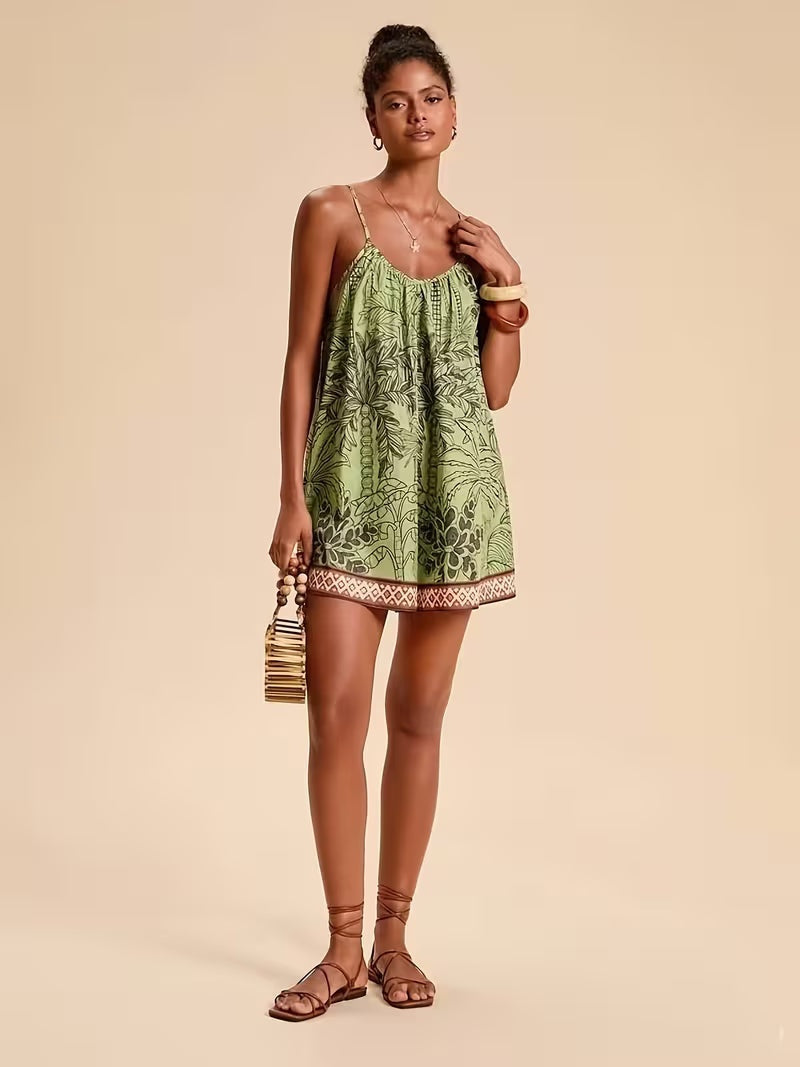 Lidia | Mono Corto Estampado Tropical Mujer Tirantes
