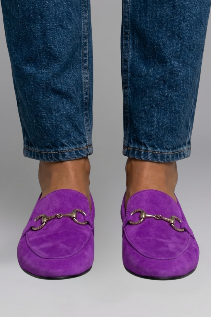 Nahia | Mocasines de Ante Mujer Planos Hebilla Metal