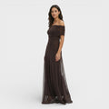 Nahia | Vestido Largo con Hombros Descubiertos Mujer Gasa