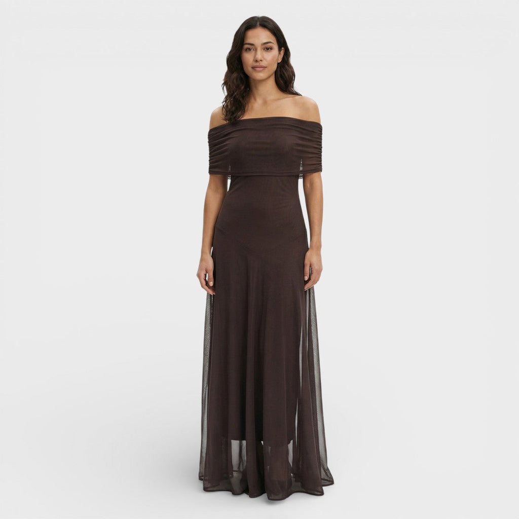 Nahia | Vestido Largo con Hombros Descubiertos Mujer Gasa