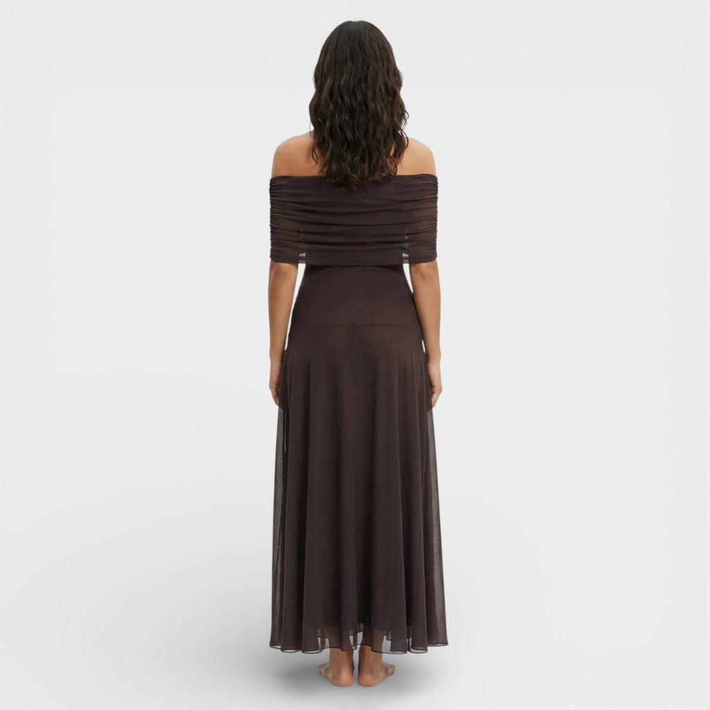 Nahia | Vestido Largo con Hombros Descubiertos Mujer Gasa