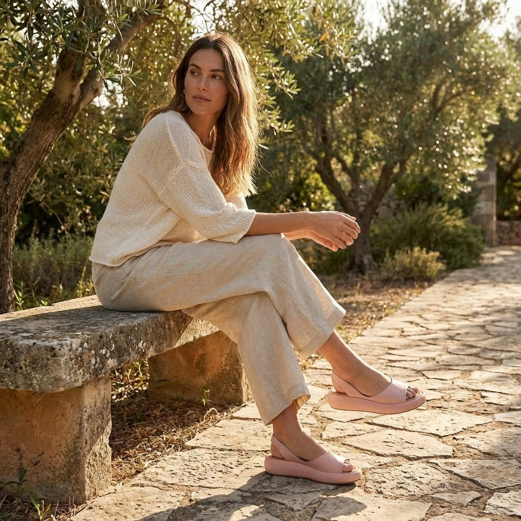 Naia | Sandalias de Cuña Slingback Mujer Punta Abierta