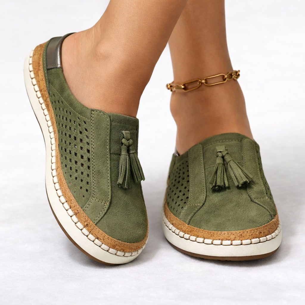 Nerea | Mocasines Sin Cordones con Borlas Mujer Suela Plataforma