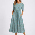 Noelia | Vestido Midi Estampado Floral Invitada Otoño Mujer Manga Corta