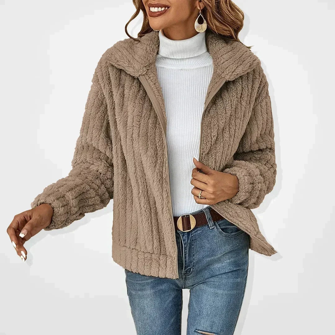 Nuria | Chaqueta de Forro Polar Mujer Cremallera Cuello Solapa