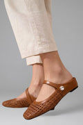 Nuria | Mules Planos Tejidos Mary Jane Mujer Correa Joya
