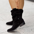 Paloma | Botines de Ante Planos Mujer Caña Media Hebilla