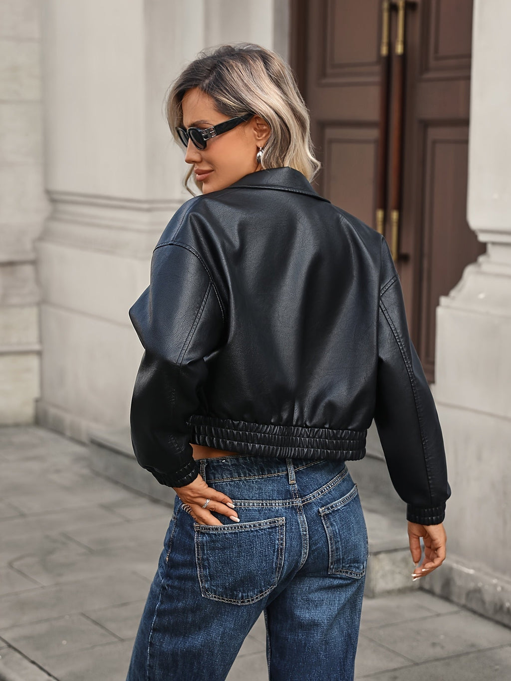 Paloma | Chaqueta de Cuero Sintético Bomber Mujer Cremallera