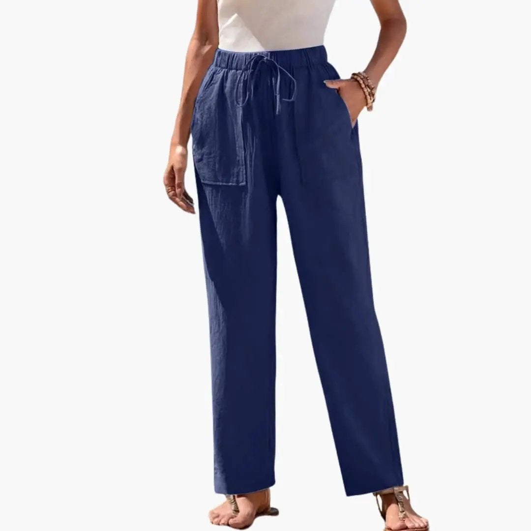 Beatriz | Pantalón de Lino con Cordón Ajustable Mujer Bolsillos