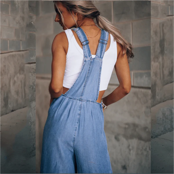 Macarena | Peto Vaquero Pierna Ancha Mujer Tirantes Ajustables
