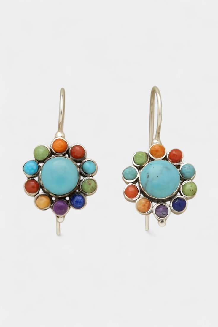 Pilar | Pendientes Colgantes Multicolor Mujer Turquesa