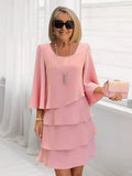 Pilar | Vestido Invitada Otoño de Manga Larga Mujer Capas