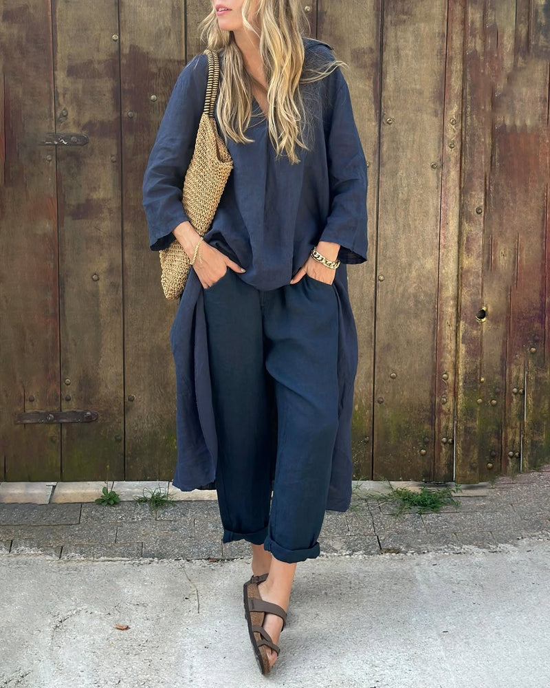 Raquel | Conjunto de Lino Casual Mujer Pantalón y Blusa
