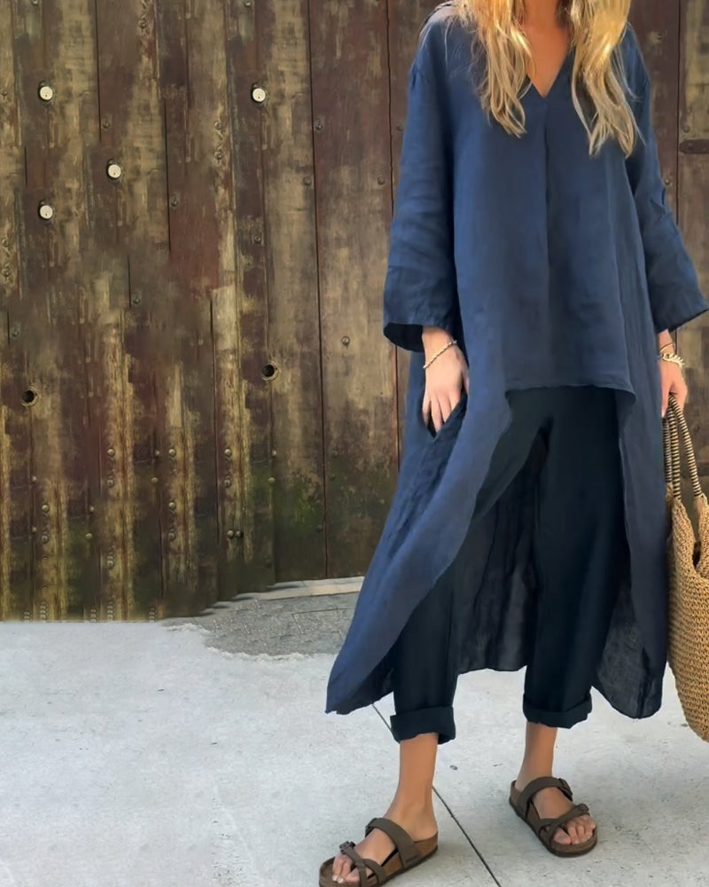 Raquel | Conjunto de Lino Casual Mujer Pantalón y Blusa