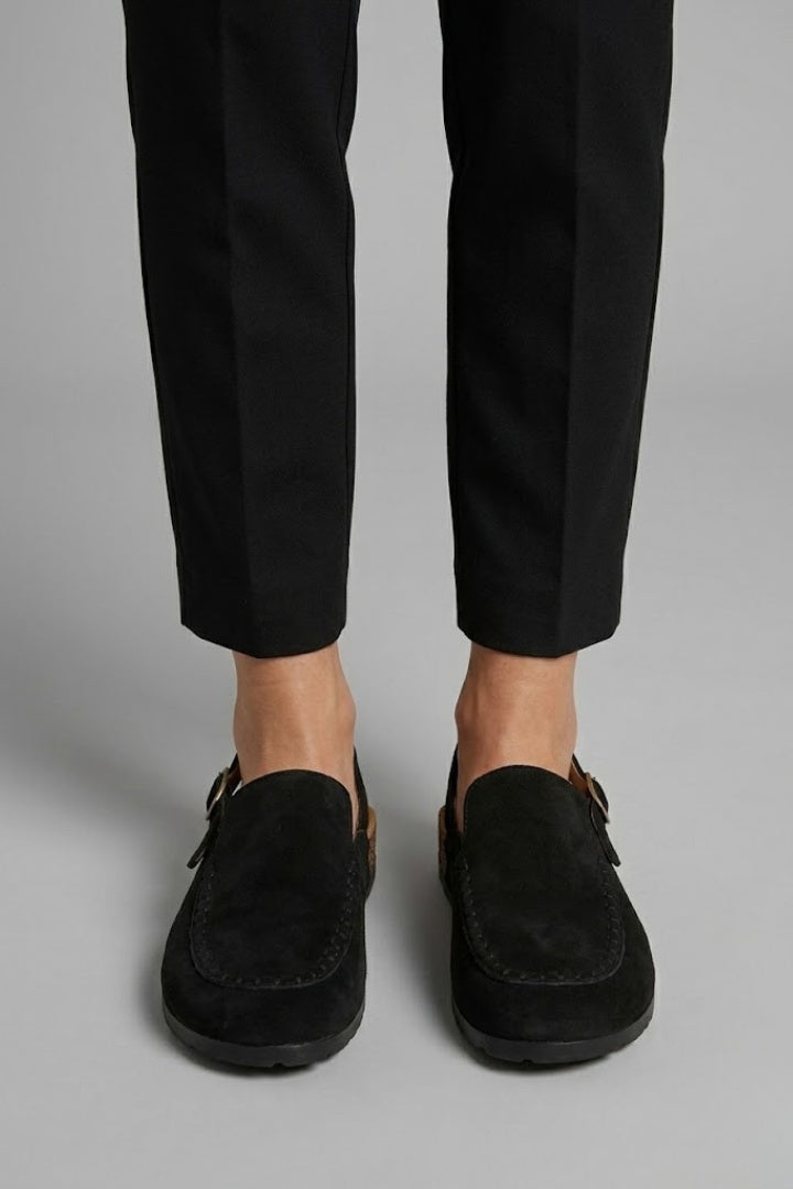 Raquel | Mules Slingback de Ante Mujer Sin Cordones Suela Corcho