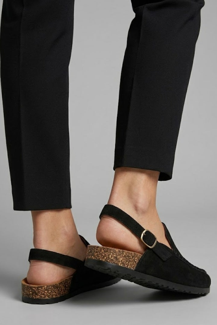 Raquel | Mules Slingback de Ante Mujer Sin Cordones Suela Corcho