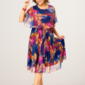 Remedios | Vestido Midi de Gasa con Volantes Mujer Estampado Tropical