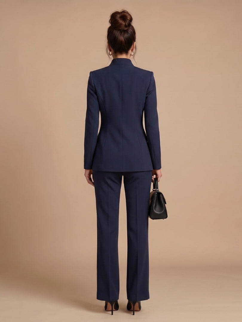 Beatriz | Traje Formal Mujer Cuello Estructurado Pantalón Acampanado