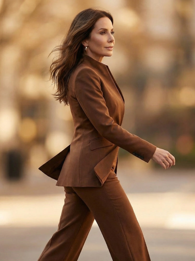 Beatriz | Traje Formal Mujer Cuello Estructurado Pantalón Acampanado