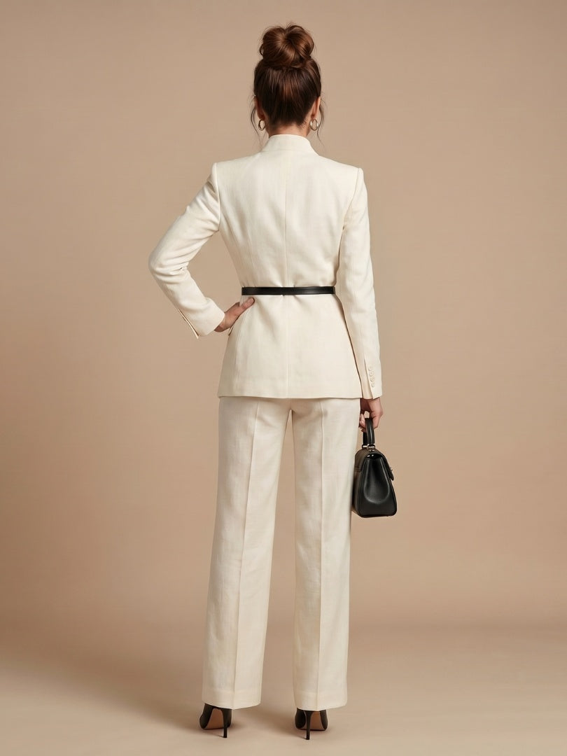 Beatriz | Traje Formal Mujer Cuello Estructurado Pantalón Acampanado