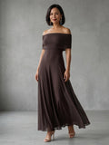 Rosalía | Vestido Midi Hombros Descubiertos Mujer Drapeado