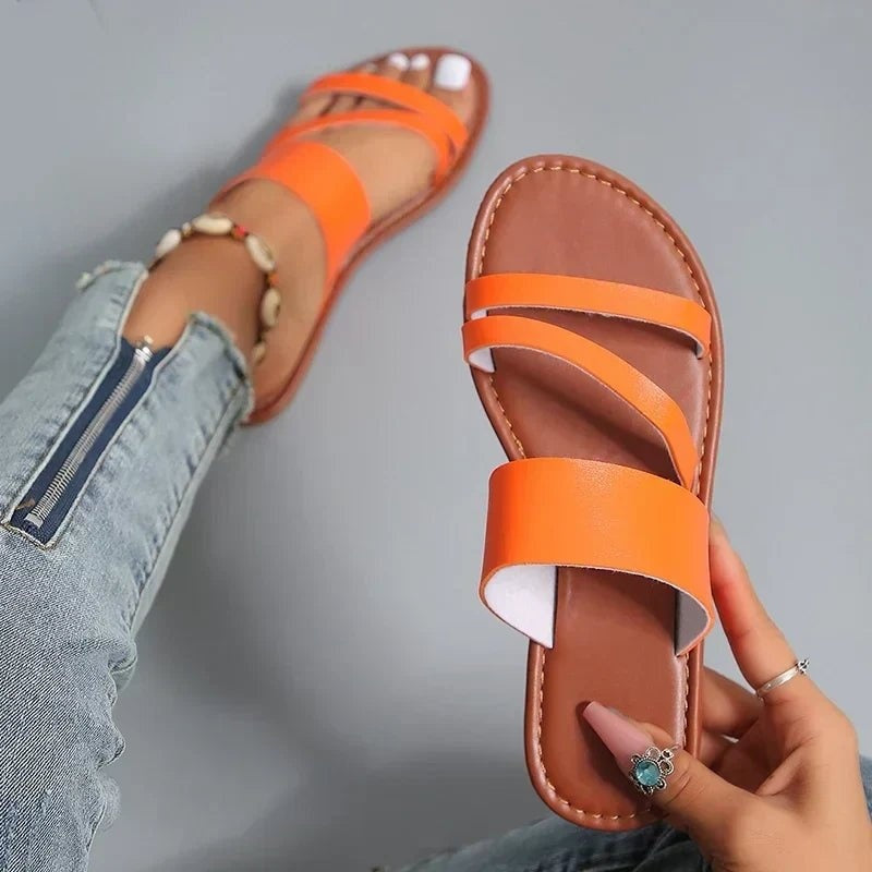 Consuelo | Sandalias Planas de Tiras Cruzadas Mujer