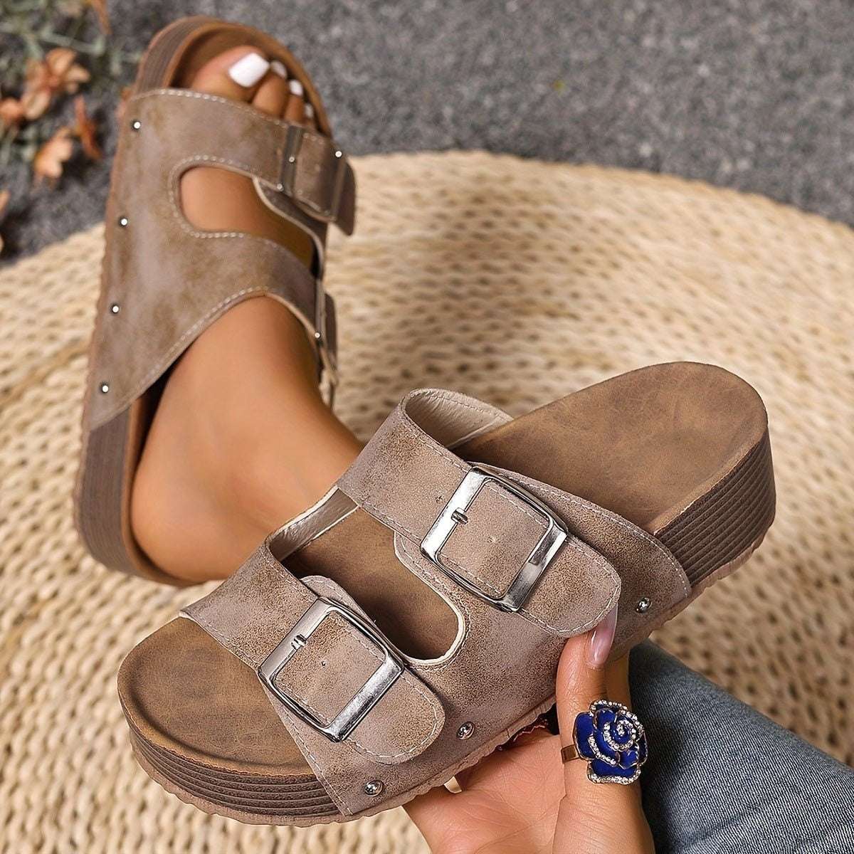 Amparo | Sandalias Plataforma con Hebilla Mujer Doble Correa