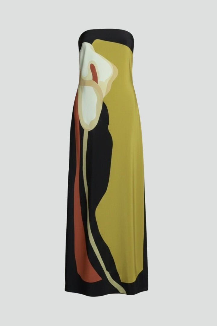 Sofía | Vestido Largo Estampado Abstracto Mujer Sin Mangas