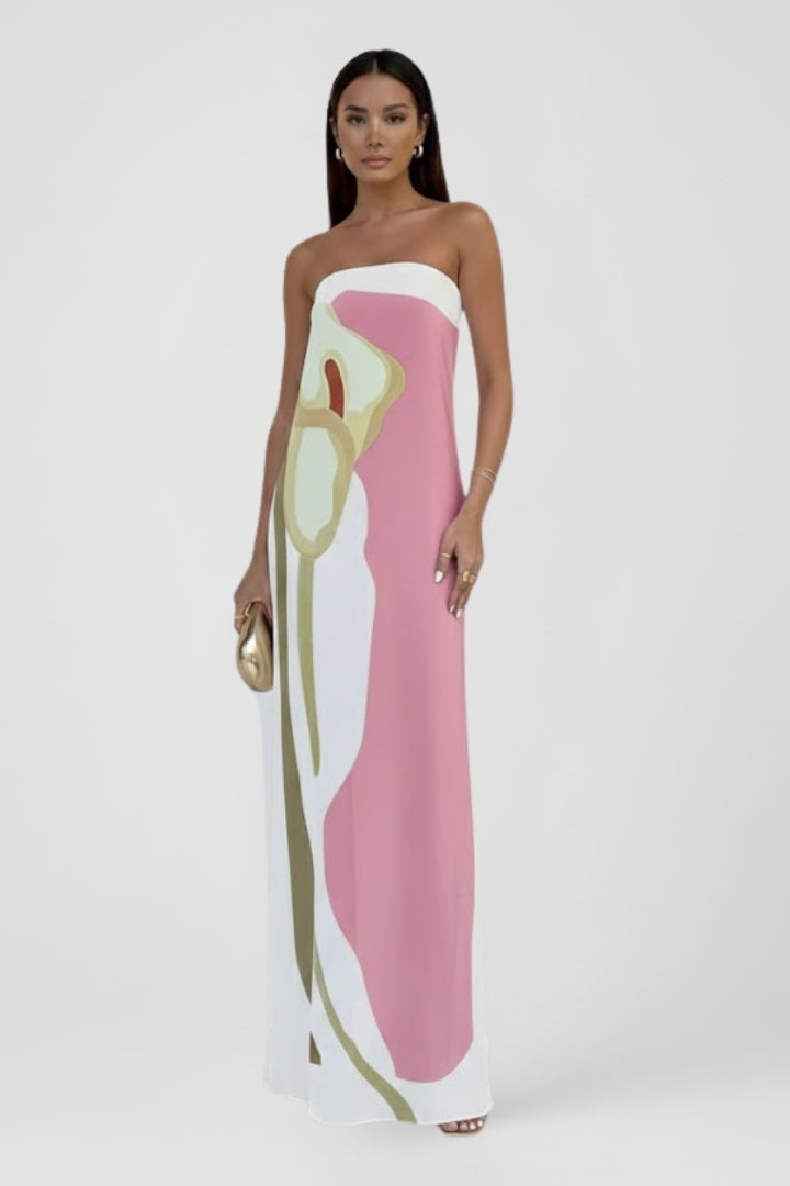 Sofía | Vestido Largo Estampado Abstracto Mujer Sin Mangas