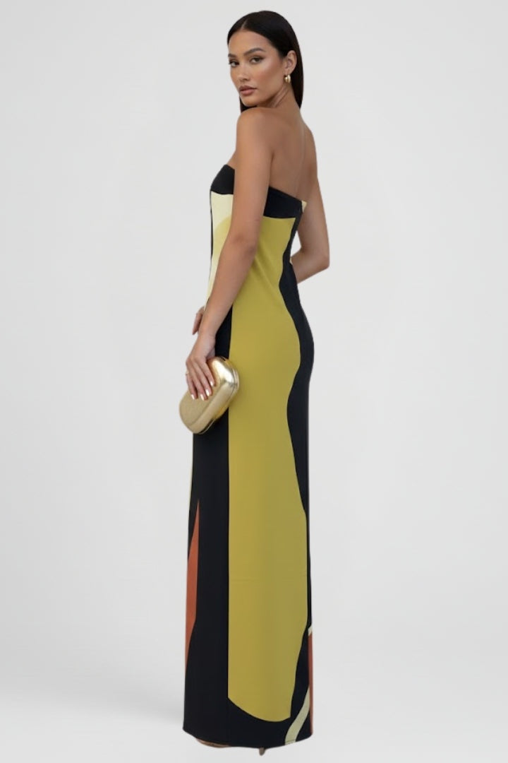 Sofía | Vestido Largo Estampado Abstracto Mujer Sin Mangas