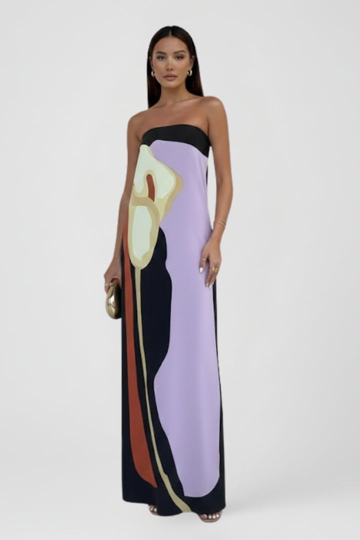 Sofía | Vestido Largo Estampado Abstracto Mujer Sin Mangas