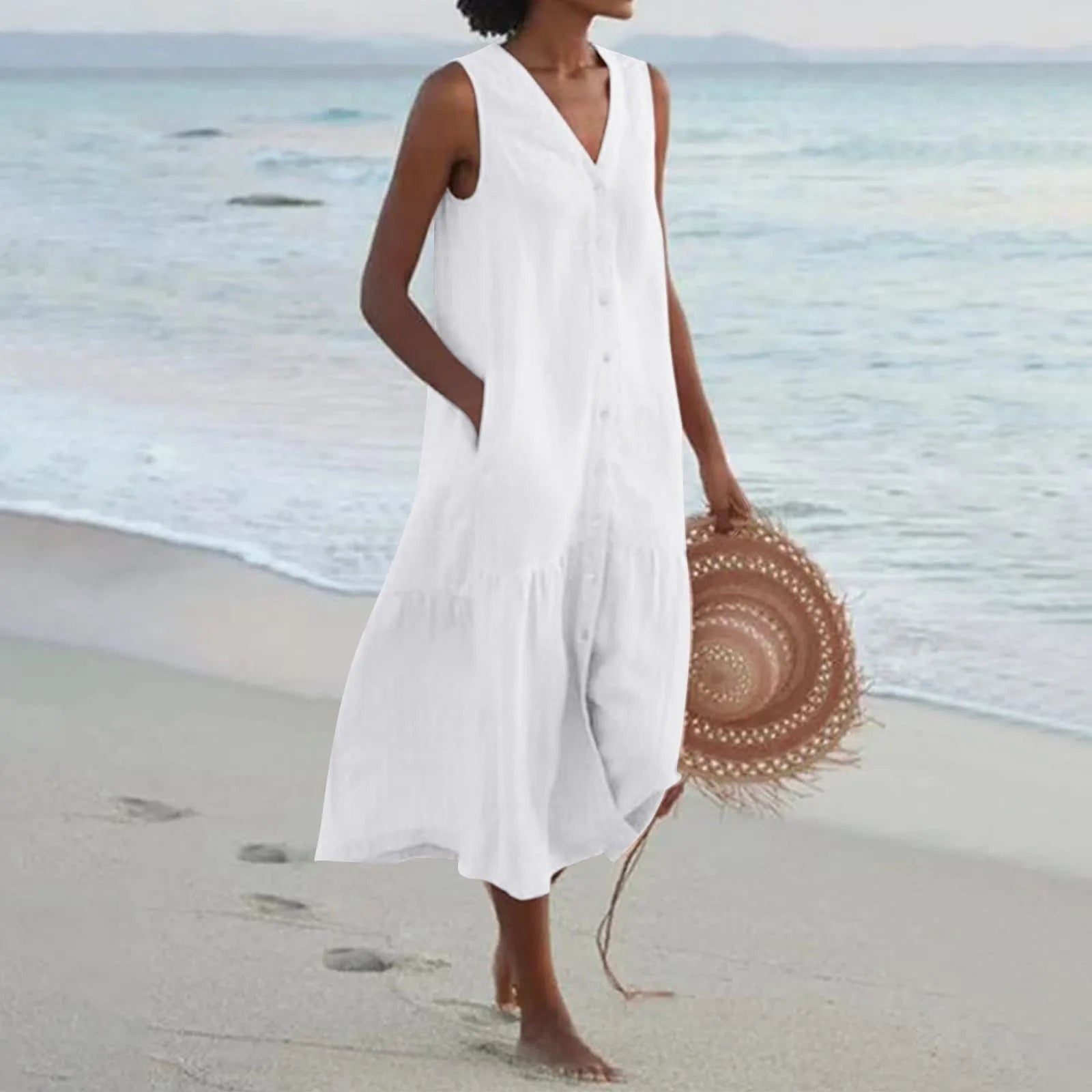 Soledad | Vestido Largo de Verano Mujer Escote V Tirantes
