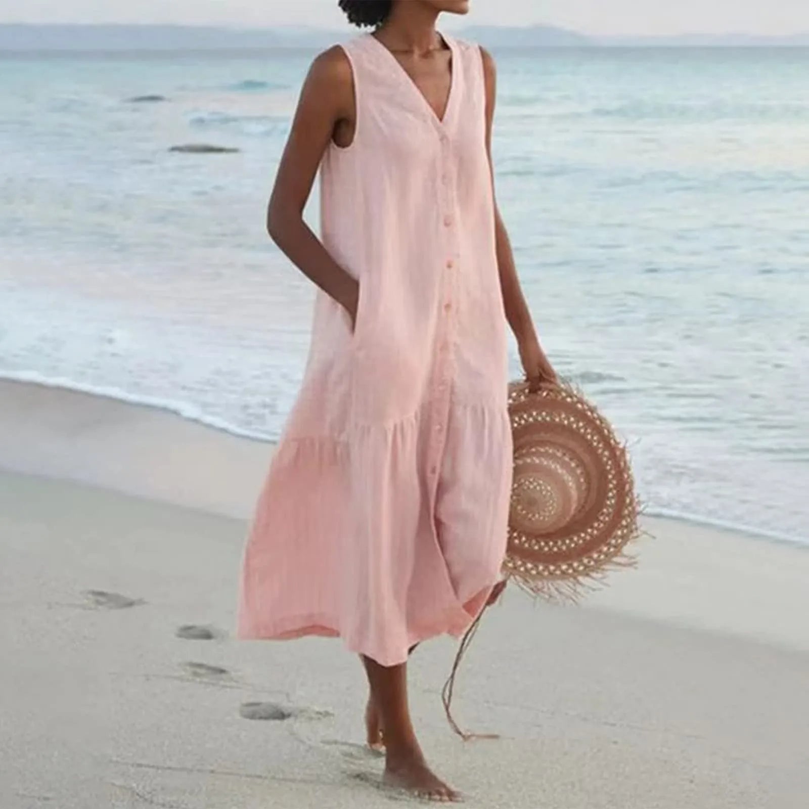 Soledad | Vestido Largo de Verano Mujer Escote V Tirantes
