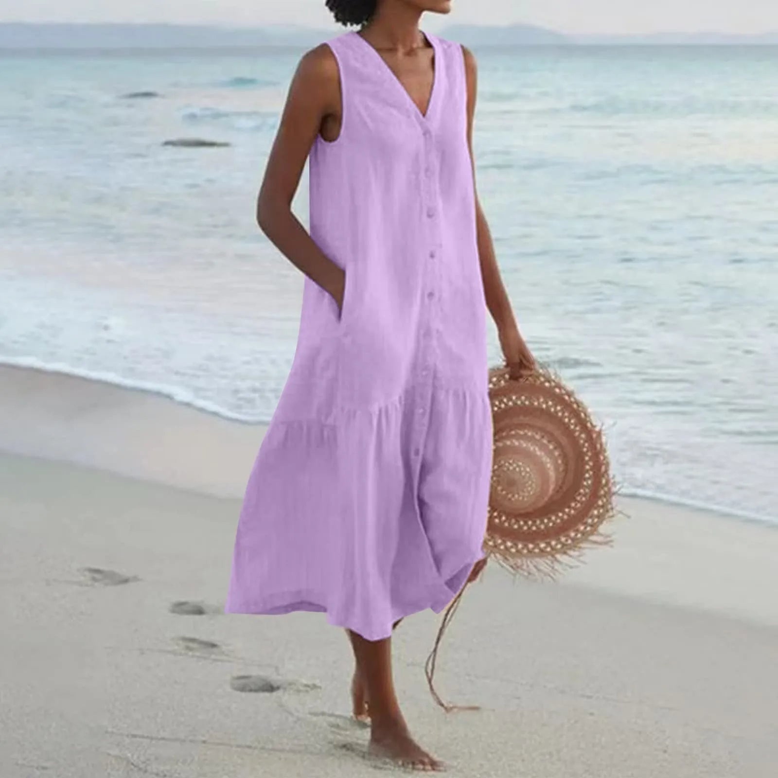Soledad | Vestido Largo de Verano Mujer Escote V Tirantes