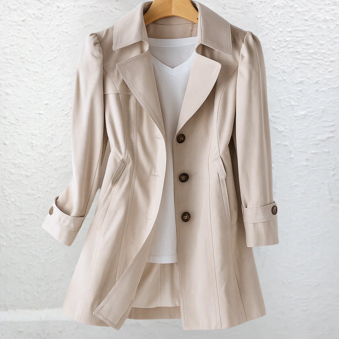 Teresa | Gabardina Corta Elegante de Verano Mujer Doble Botonadura