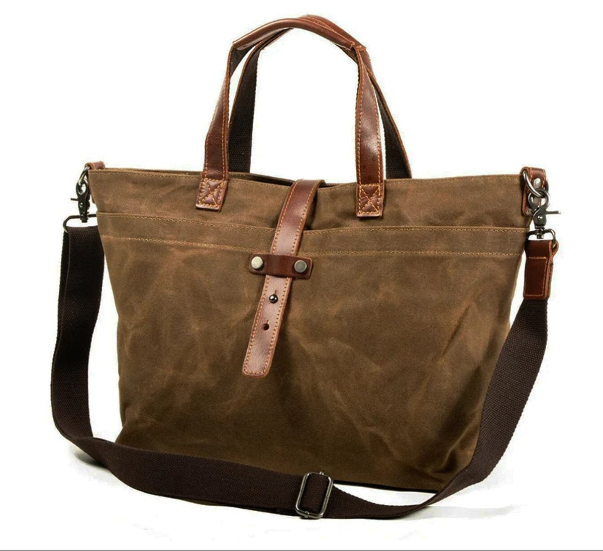 Triana | Tote Bag de Lona Encerada con Detalles de Cuero Mujer Bandolera