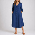 Triana | Vestido Invitada Invierno de Manga Larga Mujer Midi Camisero