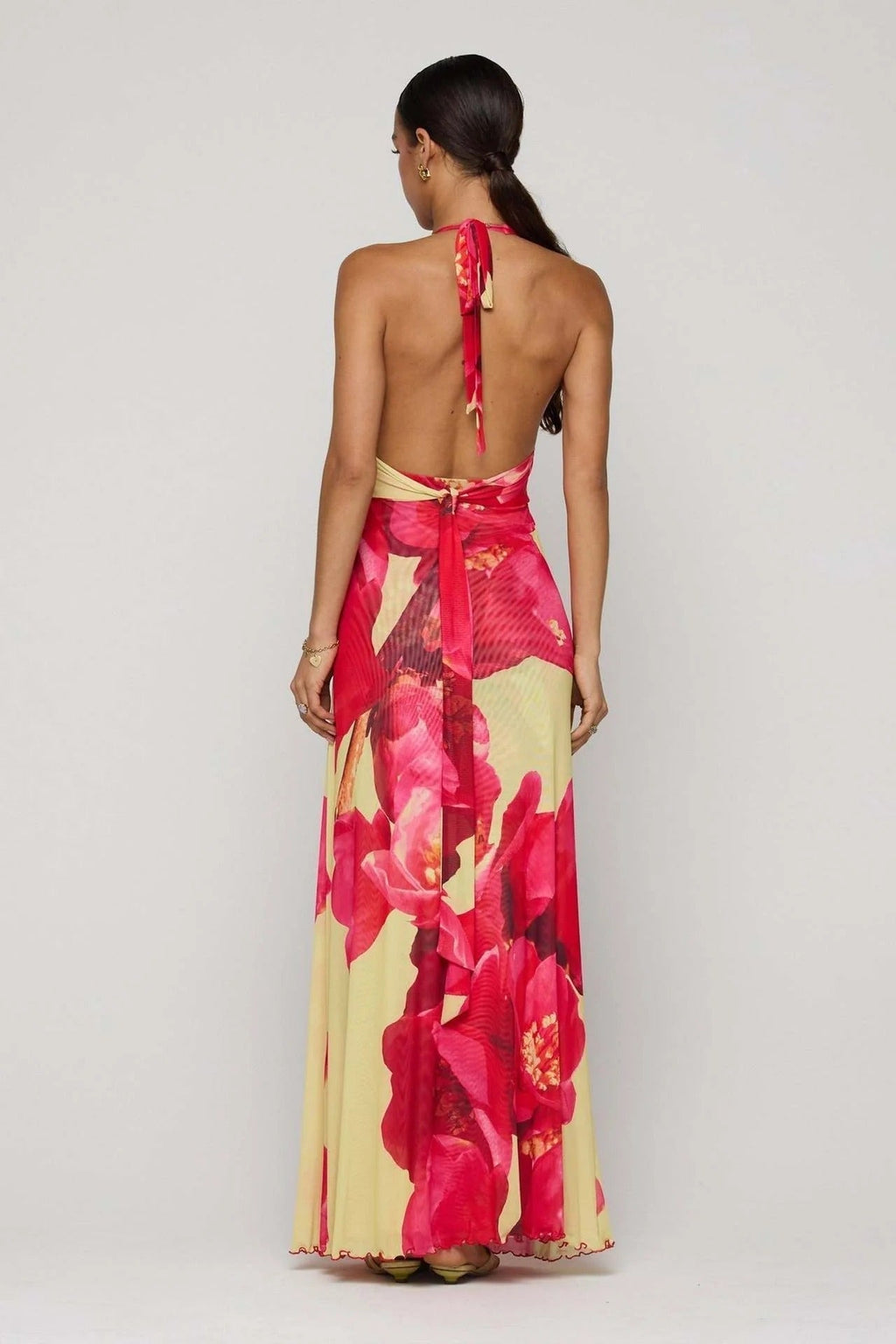 Triana | Vestido Largo de Lunares Mujer Halter Escote V Profundo