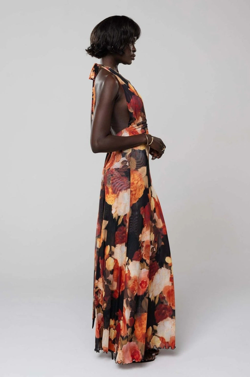 Triana | Vestido Largo de Lunares Mujer Halter Escote V Profundo