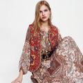 Uxía | Chaleco Largo Boho Mujer Estampado Paisley Escote V