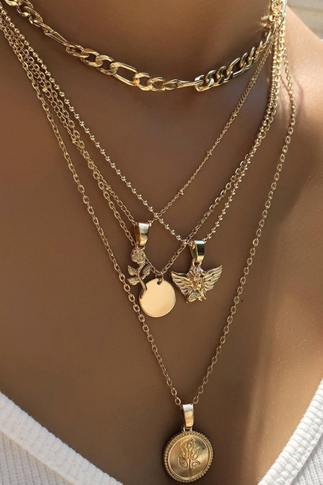 Uxía | Conjunto de Collares Superpuestos Mujer Colgantes Dorados