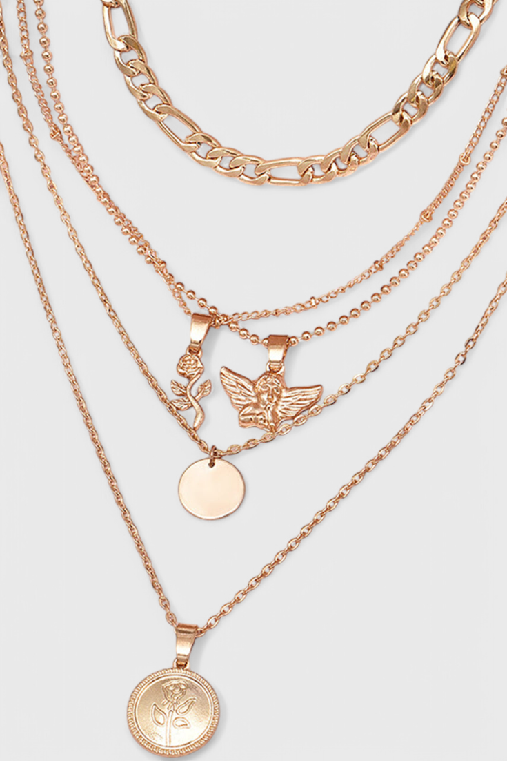 Uxía | Conjunto de Collares Superpuestos Mujer Colgantes Dorados