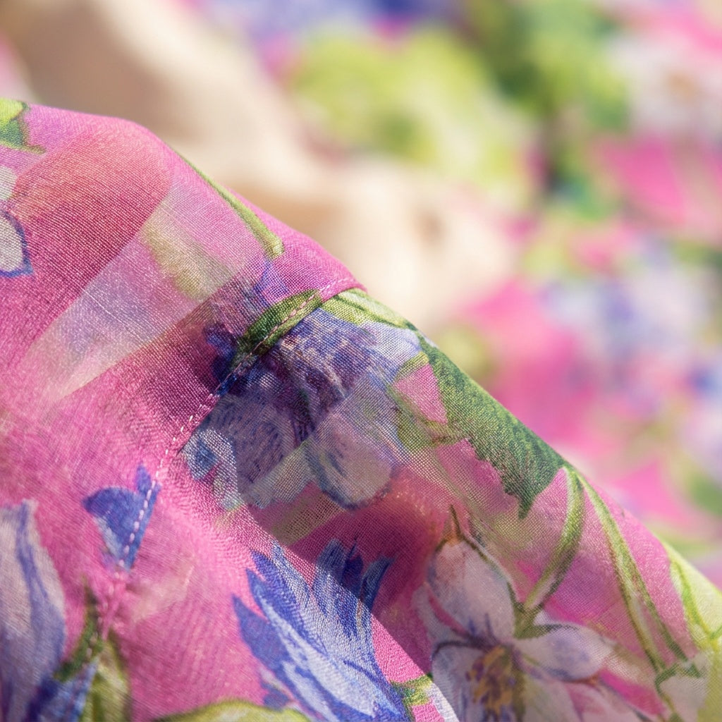 Uxía | Vestido Invitada de Manga Larga Mujer Un Hombro Floral