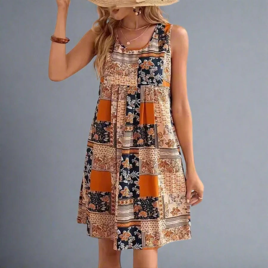 Martina | Vestido Corto Patchwork Boho de Verano Mujer Sin Mangas