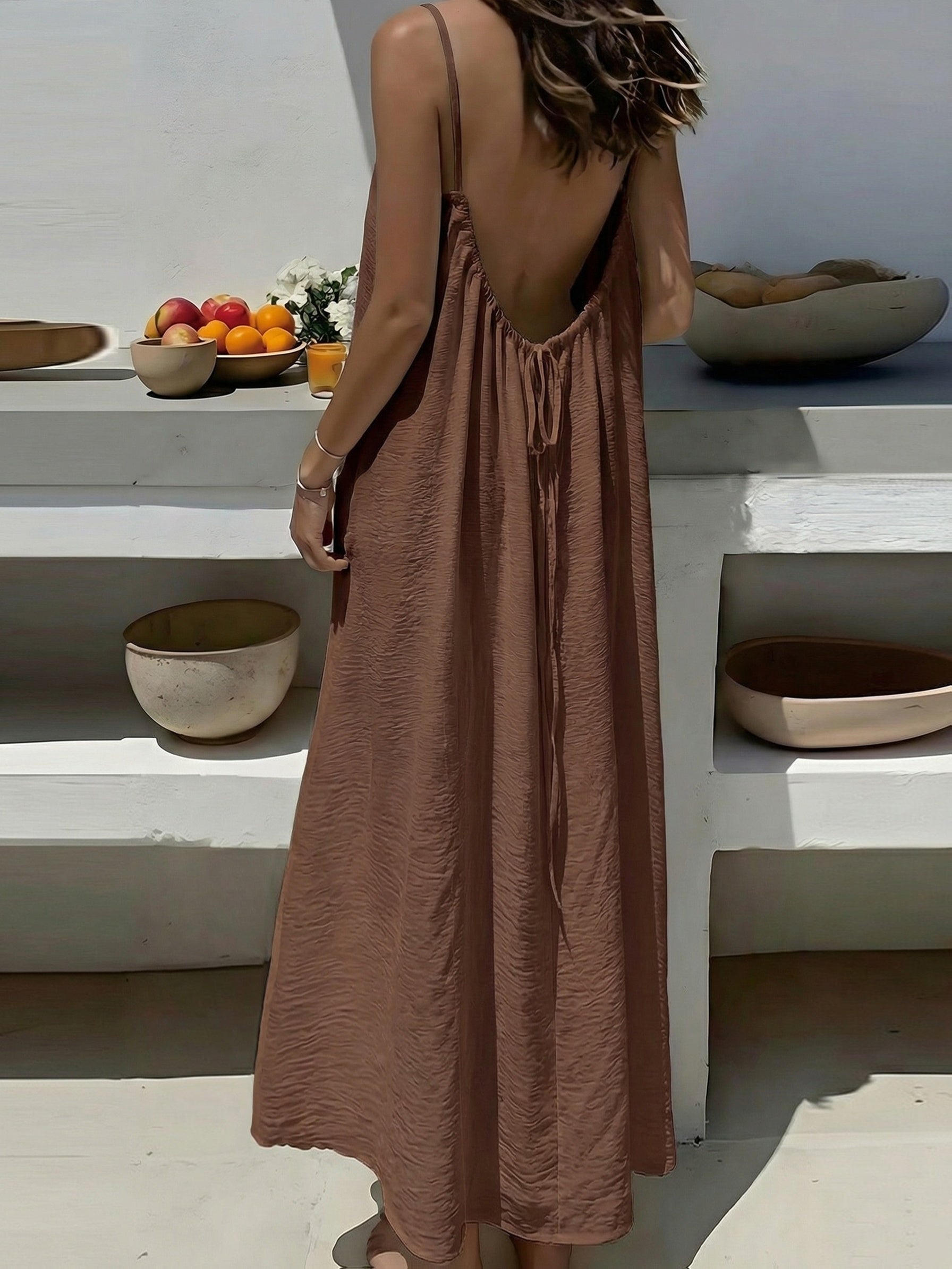 Rosalía | Vestido Largo con Espalda Descubierta Mujer Tirantes