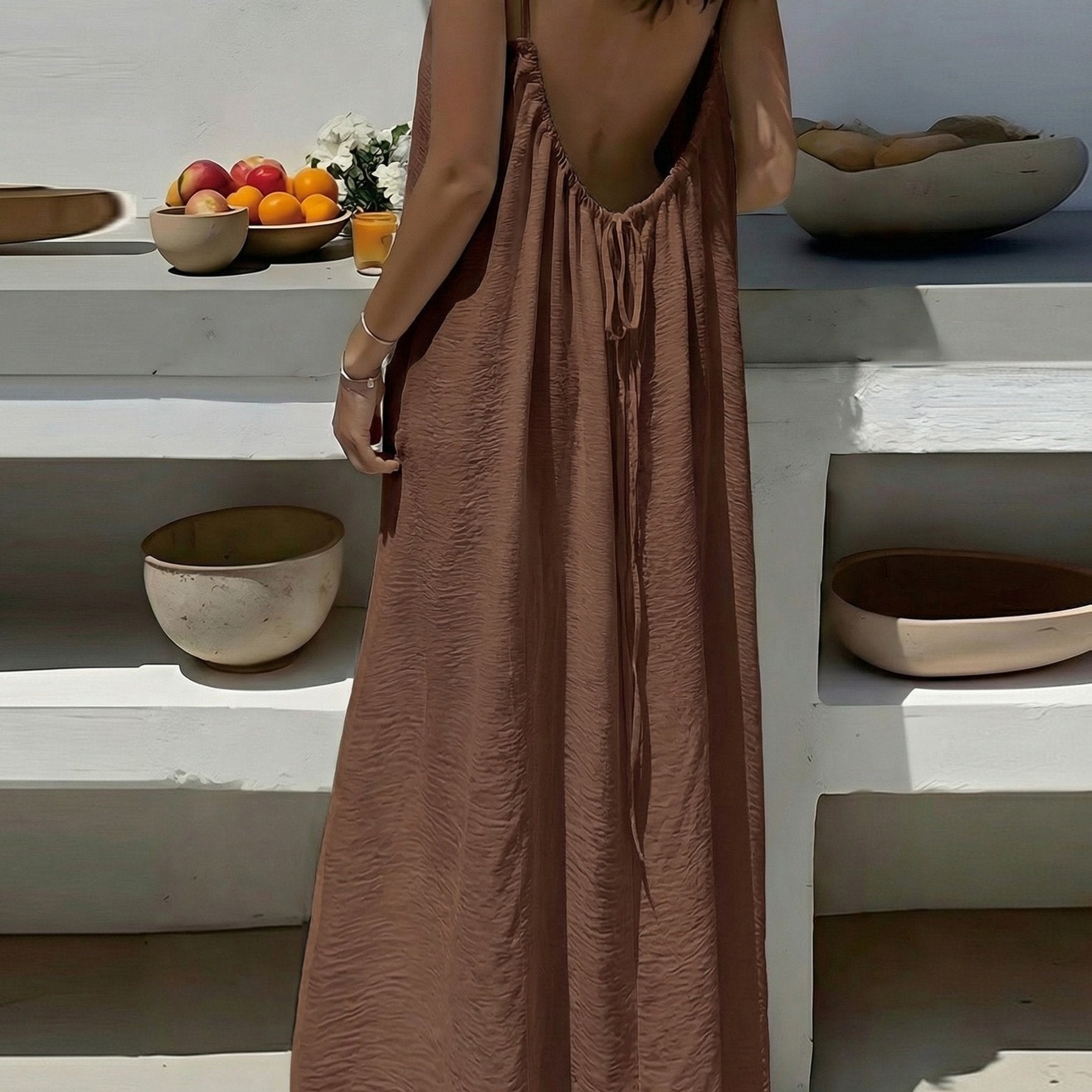 Rosalía | Vestido Largo con Espalda Descubierta Mujer Tirantes