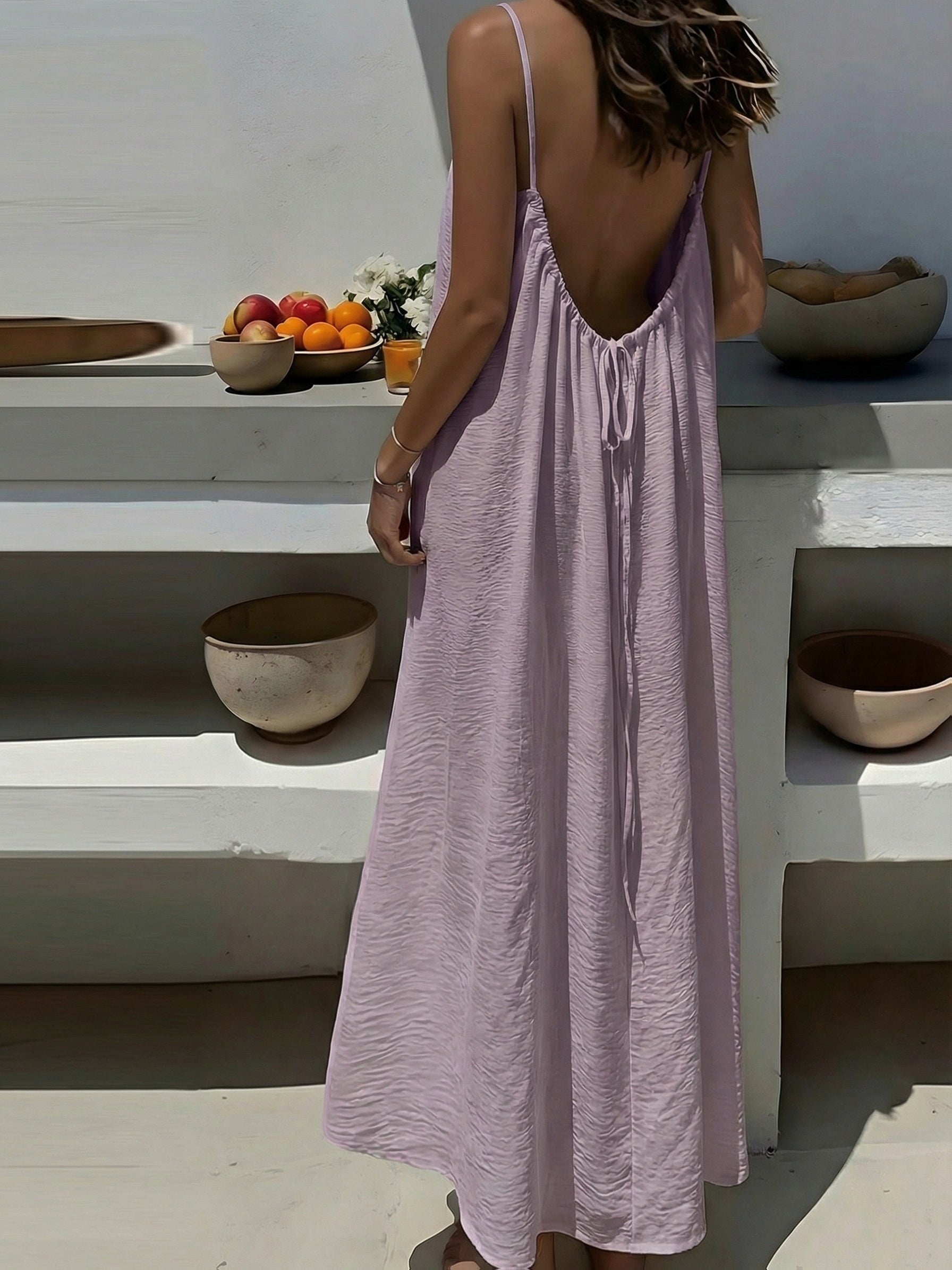 Rosalía | Vestido Largo con Espalda Descubierta Mujer Tirantes