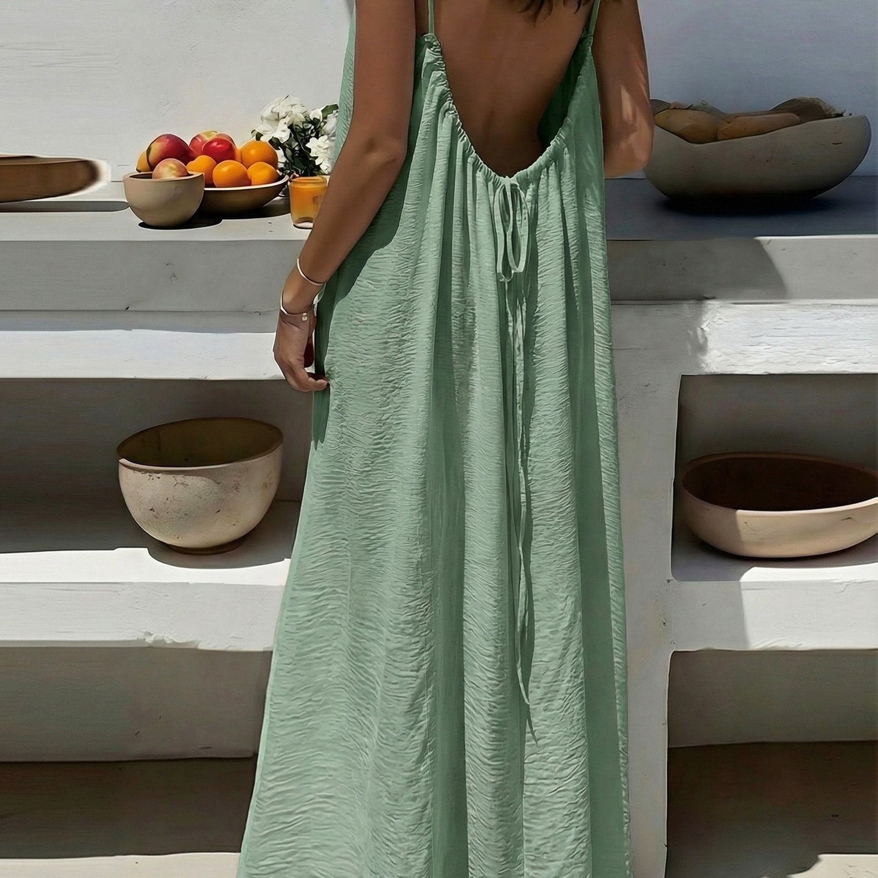 Rosalía | Vestido Largo con Espalda Descubierta Mujer Tirantes